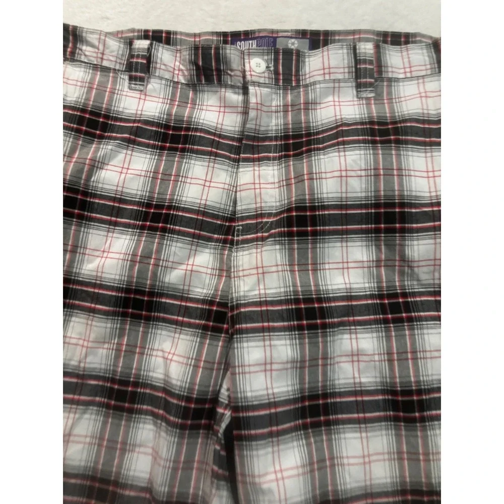 Southpole Shorts Mens 46 Plaid Gray Red Bermuda Baggy Loose Y2K Flat Front Retro